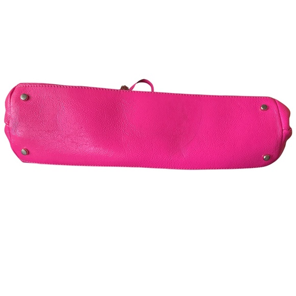 Vintage KATE SPADE New York Leather Tote Shoulder Bag Neon Pink Large - Picture 11 of 12